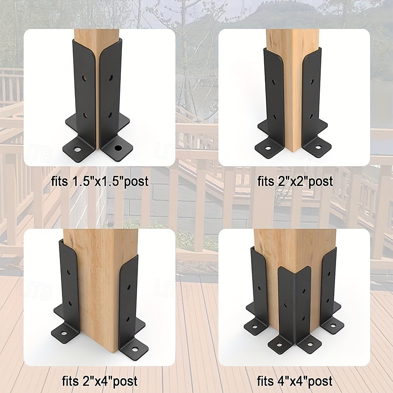 Ensemble de supports d'ancrage réglables pour poteaux de terrasse de 1,5 x 1,5, 2 x 2, 2 x 4 et 4 x 4, support en métal lourd pour clôture en bois et gazebo de 2025 ? $9.49 –P2