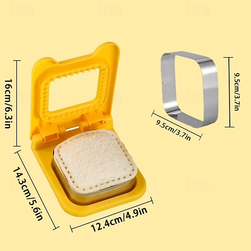 Formy na sendviče, kráječ a zatavovač, sada nástrojů z nerezové oceli na krájení chleba pro kutily, zatavování sendvičových toastů, perfektní kuchyňský doplněk pro přípravu obědových svačin. 2025 - $6.99 –P9