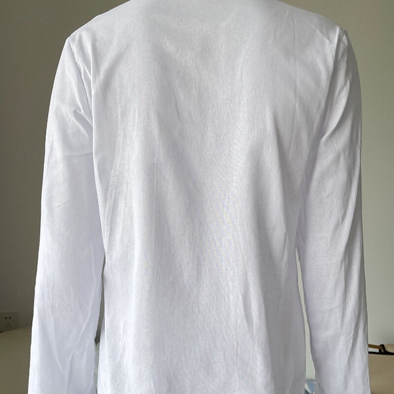 Dam Skjorta Texturblus Linneinspirerade skjortor Blus Knappar Slät Modern Ledigt Långärmad V-hals Vanliga toppar Helgdag Utekväll Vit Ljuslila Kaki Ljusblå Höst 2026 - $26.99 –P6