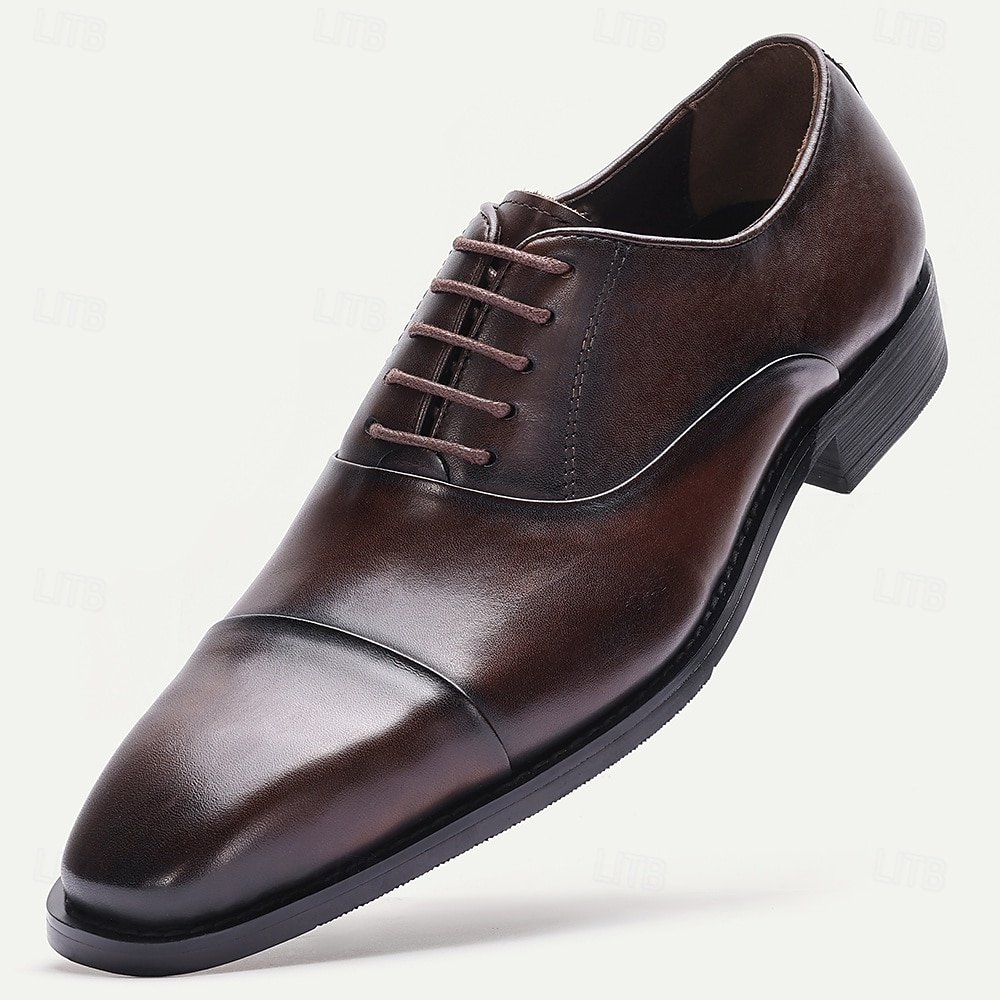 Men's Brown Leather Oxford Dress Shoes – Classic Lace-Up Business Formal Shoes for Office, Weddings and Parties 2026 - $99.99 –P1