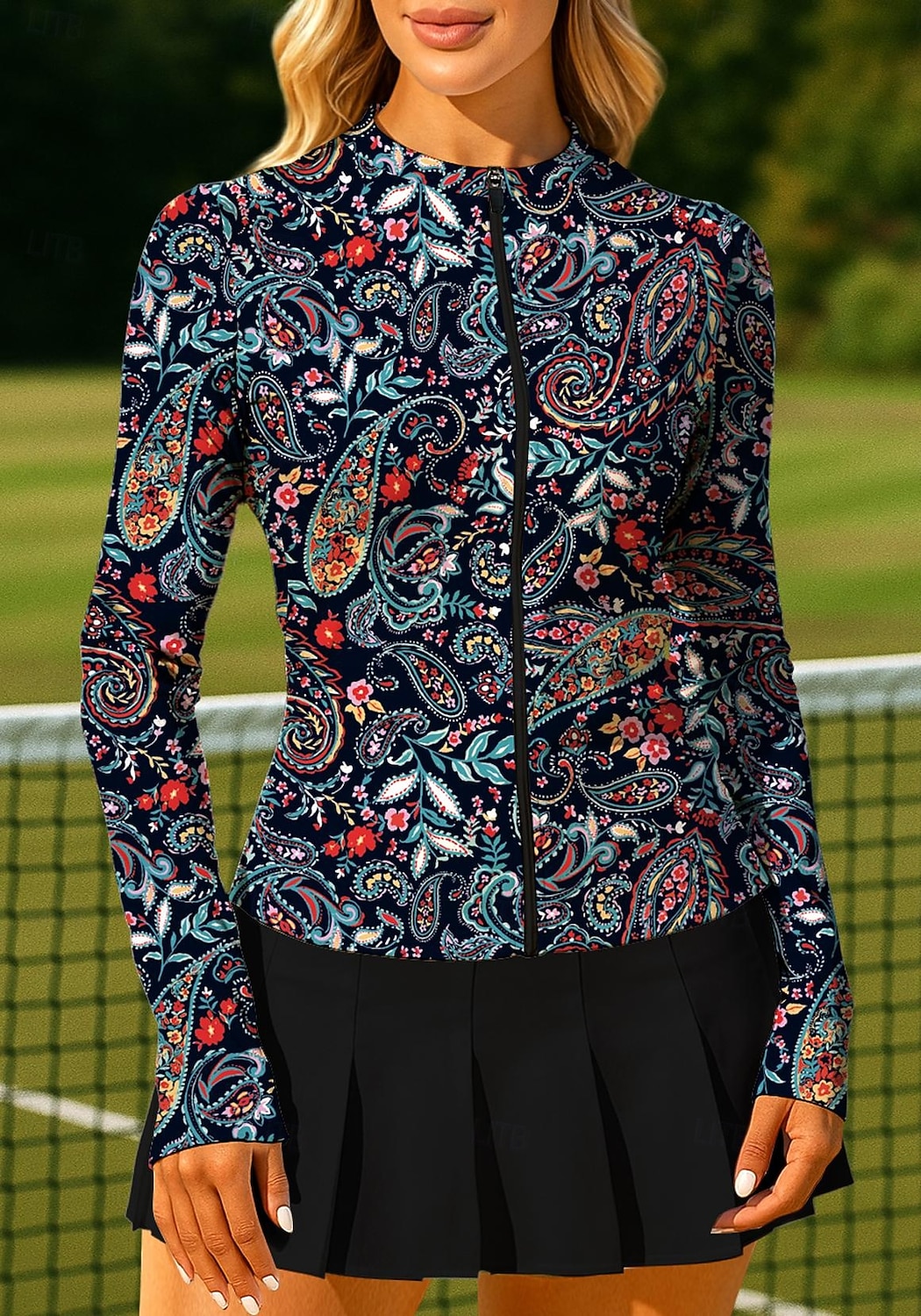 Mujer Unisexo Cachemir Tops Camisa deportiva Camiseta de tenis Top de tenis Manga Larga Cremallera Floral UPF50+ Resistente a los rayos UV Alta elasticidad Dispersor de humedad Transpirable Voleibol 2025 - $21.99 –P1