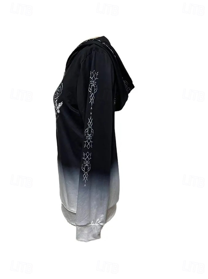 Mulheres Moletom com zíper Floral Punk Ativo Vintage Manga Longa Com Capuz Tops regulares Casual Casa Dia a Dia Preto Vermelho Outono Inverno de 2026 por $42.99 –P3