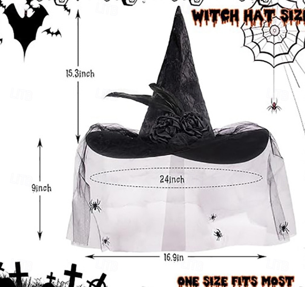 Čerodějnice předvečer Všech svatých Klobouky Dospělé Dámské předvečer Všech svatých Karneval Výkon Párty Jednoduché Halloweenské kostýmy Oblékněte se 2025 - $23.99 –P1