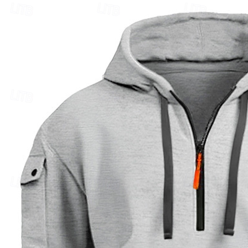 Per uomo Felpa con cappuccio Felpa con cappuccio e zip corta Felpa con cappuccio in pile Felpa con cappuccio tattica Nero Blu marino Cachi Grigio chiaro Grigio scuro Con Cappuccio Semplice Cerniera del 2025 a $23.99 –P7
