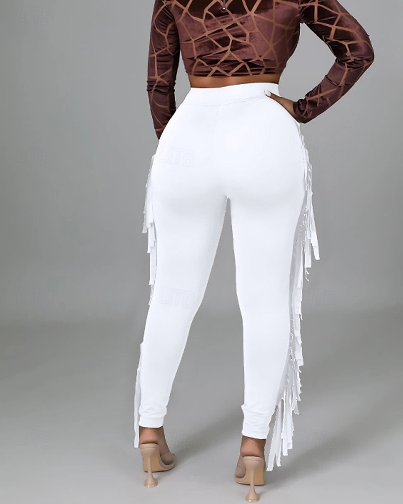 Naisten Housut Sukkahousut Mukavat leggingsit Katutyyli Vapaa-aika Täyspitkä Luonnollinen Tavallinen Tupsu Joustava vyötärö Mukava Pyhäpäivä Arki-asut Viikonloppu purppura Musta Valkoinen Armeijan 2025 - $24.99 –P4