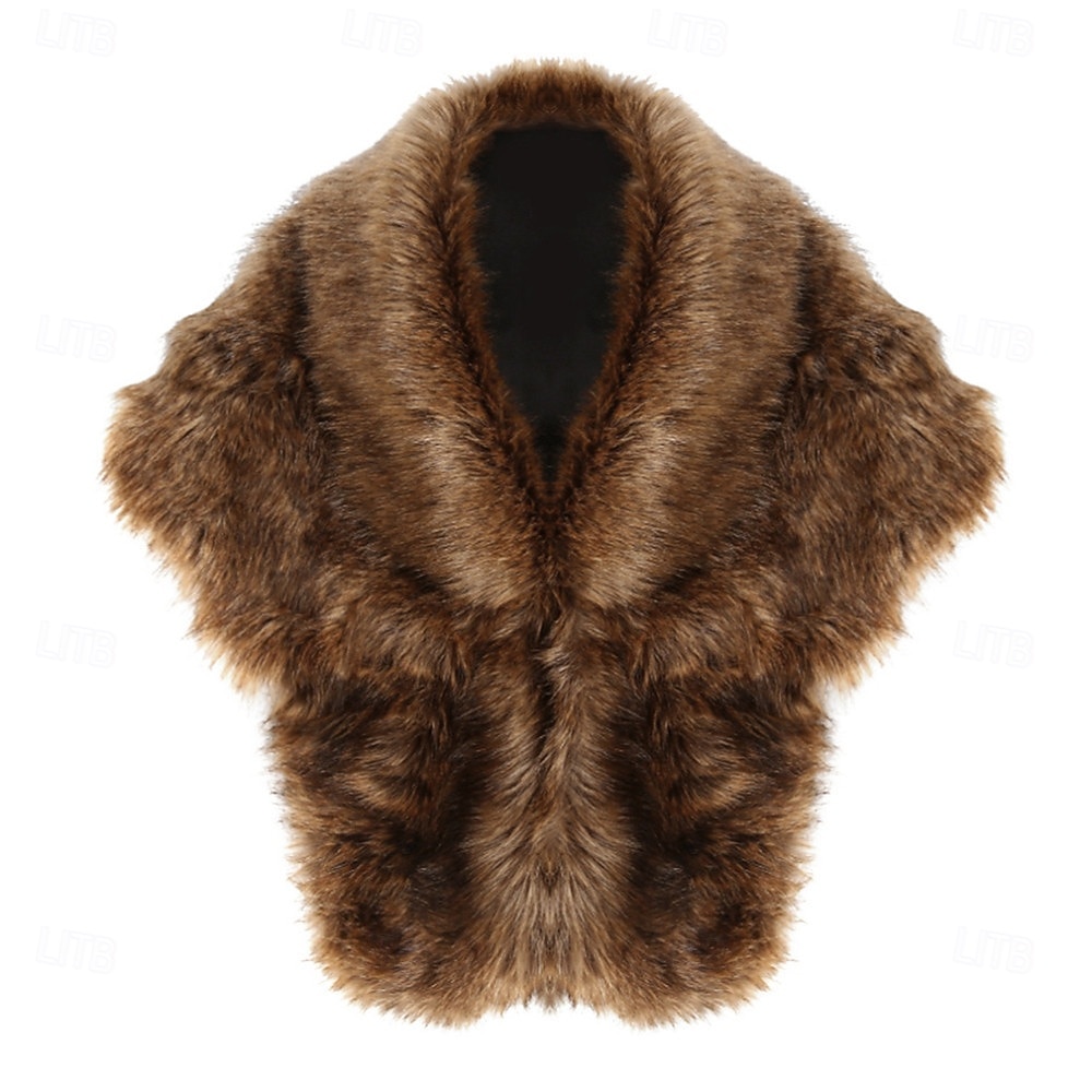 scialli e coprispalle in pelliccia sintetica da donna, sciarpe senza maniche per spose, sciarpe in pelliccia anni '20, stole in pelliccia da sposa con spilla, mantellina invernale in pelliccia per del 2025 a $39.99 –P6