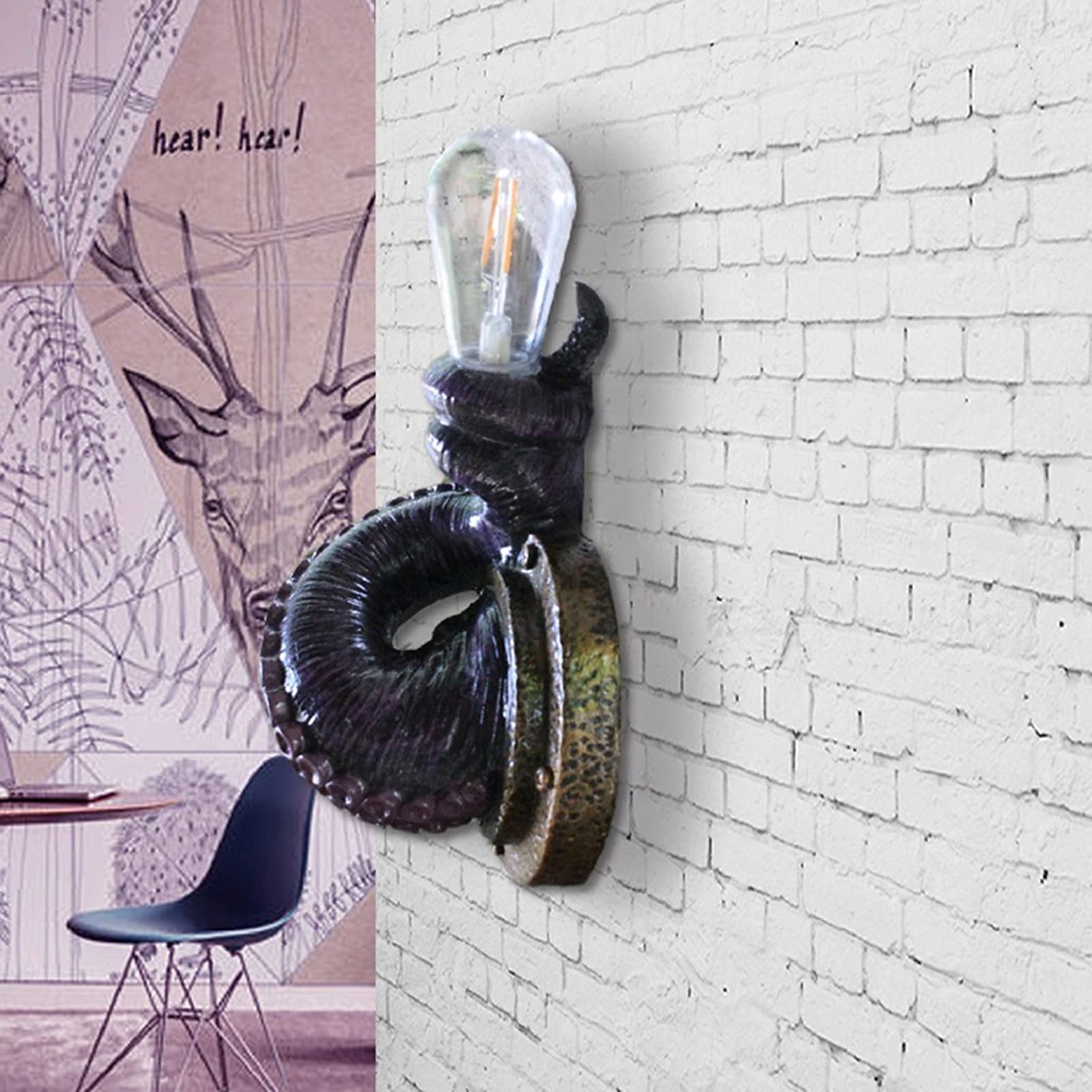 Lámpara de pared colgante retro, lámpara de tentáculo de pulpo retro, monstruos con bombillas, portalámparas de pared con forma de tentáculo de pulpo para decoración del hogar 2025 - $30.99 –P7