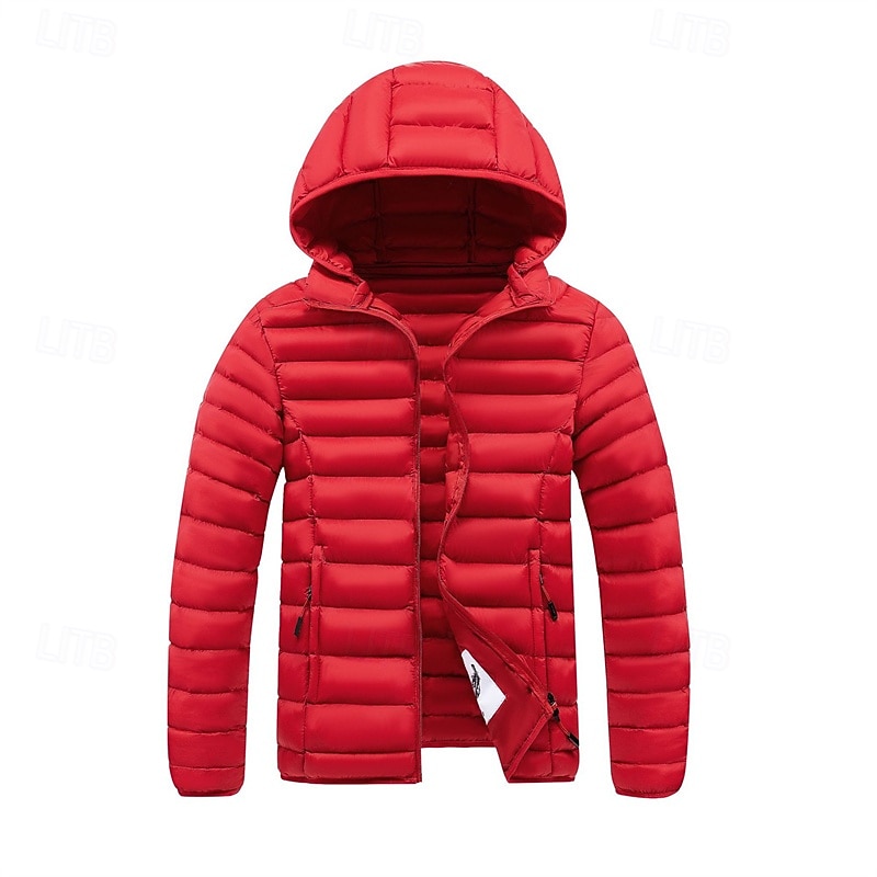 Pánské Zimní kabát Puffer bunda Polstrovaná bunda Kapsy Polyester Dovolená Denní nošení Rande Standardní Módní Na běžné nošení Pohodlné Zahřívací Zima Plná / Jednobarevná Tmavě šedá Černá Bílá Žlutá 2026 - $51.99 –P14