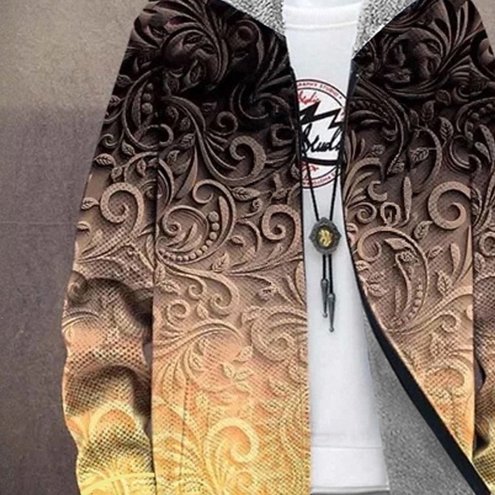 Ανδρικά Γραφική Χειμερινό παλτό Μπουφάν fleece Παλτό Διατηρείτε Ζεστό Άνετο Καθημερινό Καθημερινά Ρούχα Φερμουάρ Τσέπη 3D εκτύπωση Φθινόπωρο Χειμώνας Με Κουκούλα Μακρυμάνικο Θαλασσί Πορτοκαλί Καφέ 2026 - $56.99 –P5