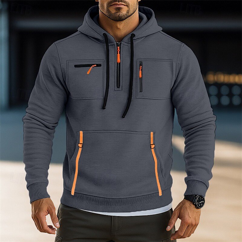 Per uomo Felpa con cappuccio Felpa con cappuccio a zip intera Felpa con cappuccio in pile Felpa con cappuccio tattica Nero Verde militare Blu marino Cachi Grigio chiaro Con Cappuccio Semplice del 2025 a $23.99 –P6