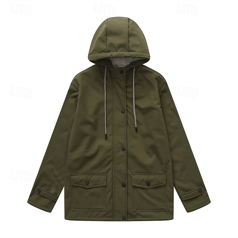 Mulheres Jaqueta casual Jaquetas de chuva impermeáveis Capas de chuva Prova-de-Água A Prova de Vento Zíper Bolsos Moda Ao ar livre Tecido Para Noite Final de semana Zíper Padrão Com Capuz Normal de 2025 por $33.99 –P7