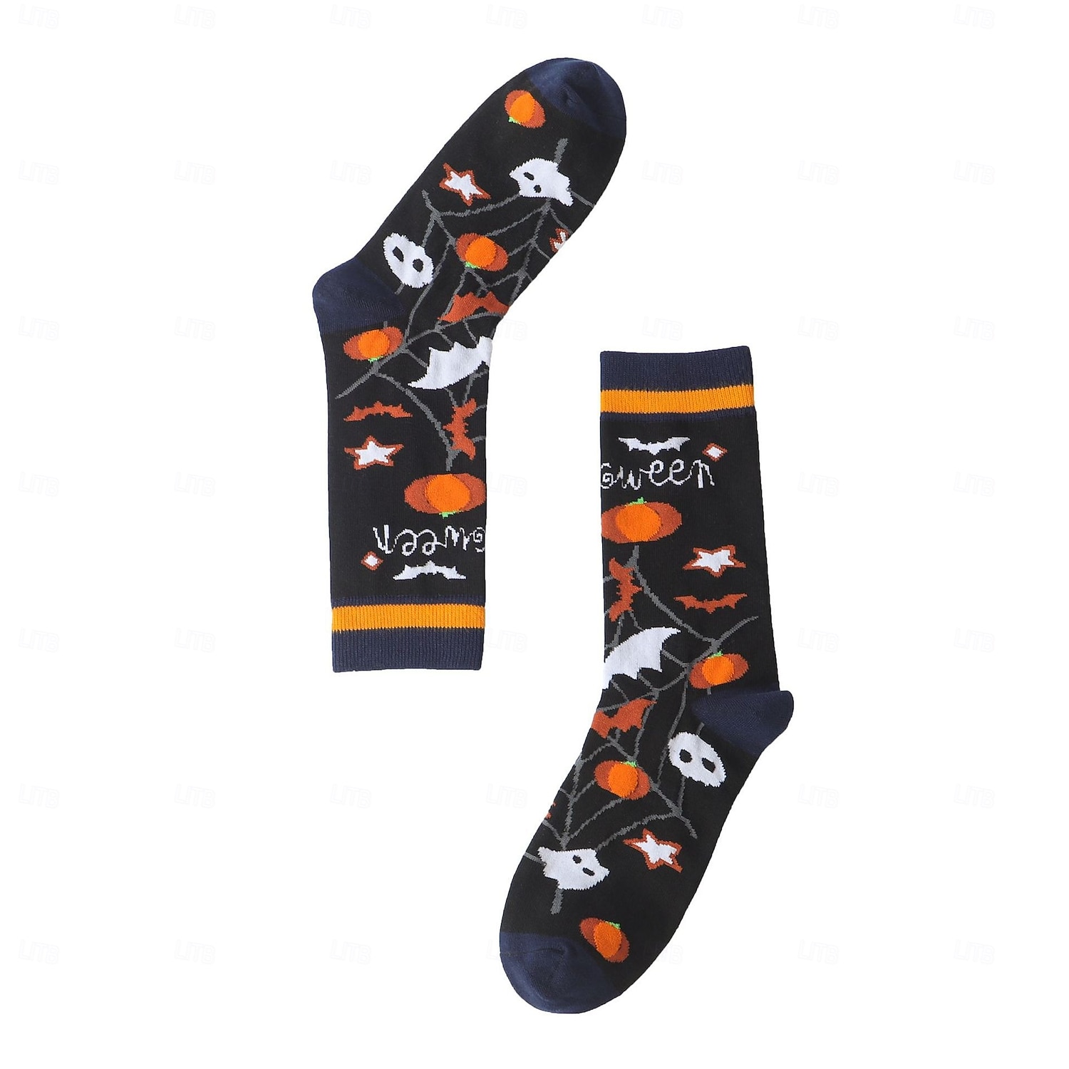 Calcetines de algodón de Halloween, calcetines casuales de media pantorrilla que absorben la humedad con diseño de calabaza, medias de estilo urbano unisex de gran tamaño y de moda. 2025 - $7.99 –P10