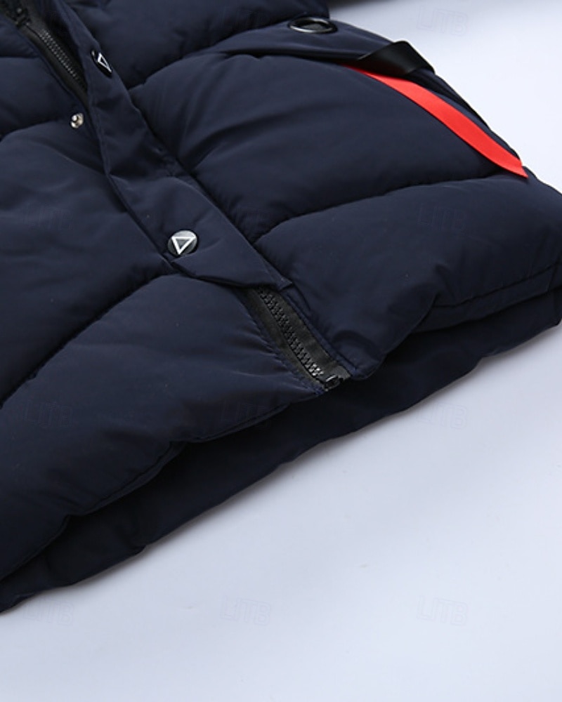 Kinder Jungen Daunenmantel Kapuzenjacke Oberbekleidung Buchstabe Langarm Reißverschluss Tasche Mantel Outdoor Täglich Schwarz Rote Marineblau Winter Ab 4 Jahren 2026 - $31.99 –P8