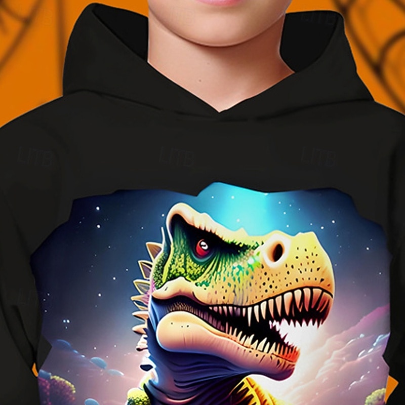 Halloween Pojkar 3D Dinosaurie Huvtröja Långärmad Vår Höst Mode Streetwear Barn 4-12 år Huva Utomhus Ledigt Dagligen Normal 2025 - $18.99 –P2