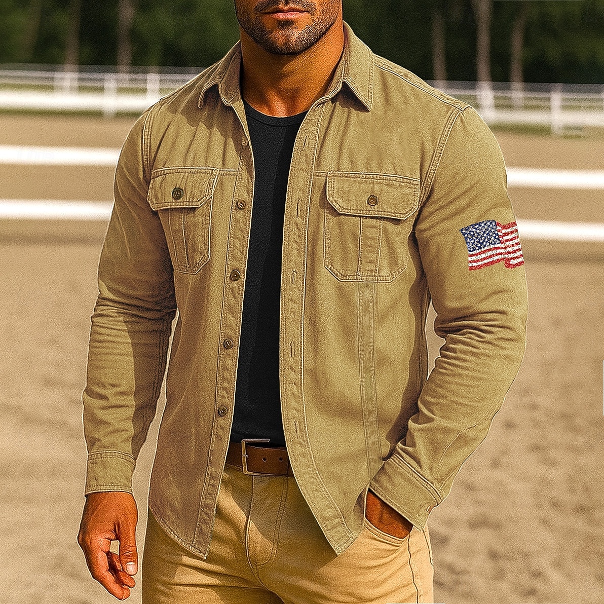 Herren Amerikanische US-Flagge Arbeitshemd Westernhemd Cargohemd Langarm Lässig Taktisch Sport im Freien Arbeitskleidung Frühling Herbst Umlegekragen Zwei Fronttaschen Hemden mit Knopfleiste Schwarz 2026 - $29.99 –P6