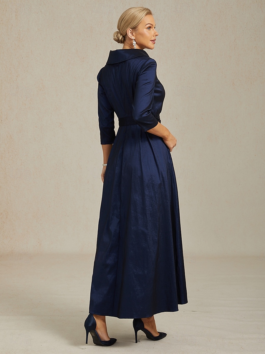 Femmes Robe Maxi Robe de Soirée Élégant ancien Coupe régulière Couleur Unie Manche 3/4 Col en V bleu marine Automne Hiver de 2025 ? $129.99 –P2