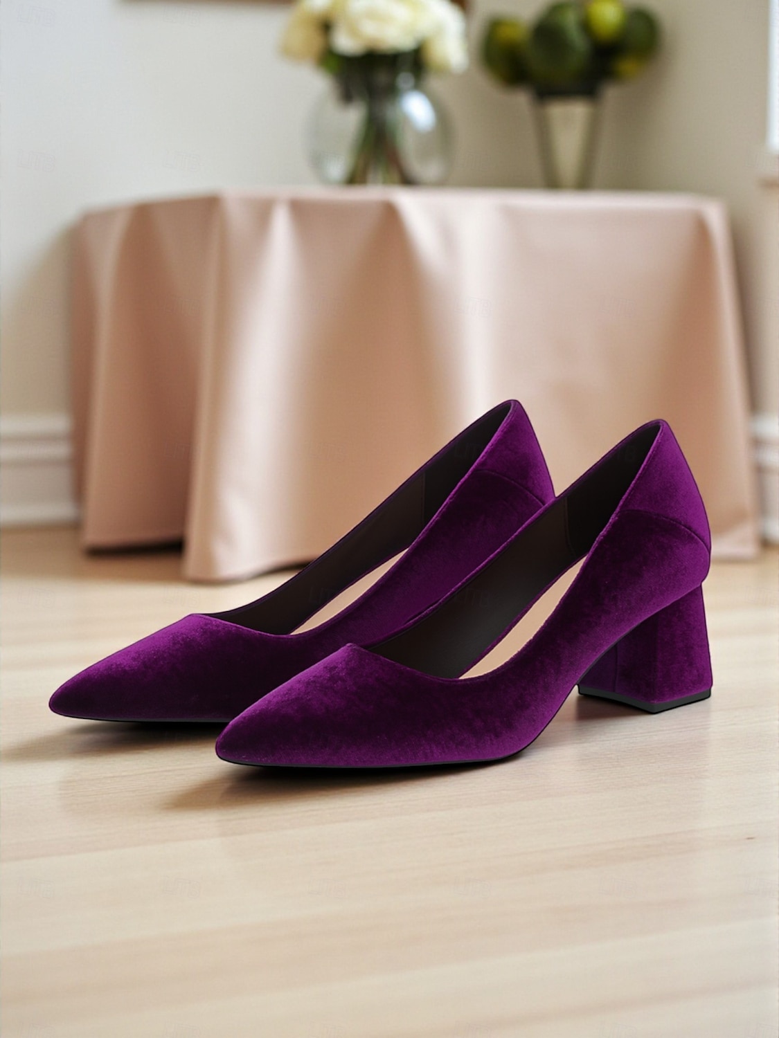 Escarpins à talons carrés en velours violet pour femmes - chaussures habillées rétro à bout pointu pour un usage quotidien élégant, les déplacements en automne et en hiver et les tenues de bureau de 2025 ? $34.99 –P3