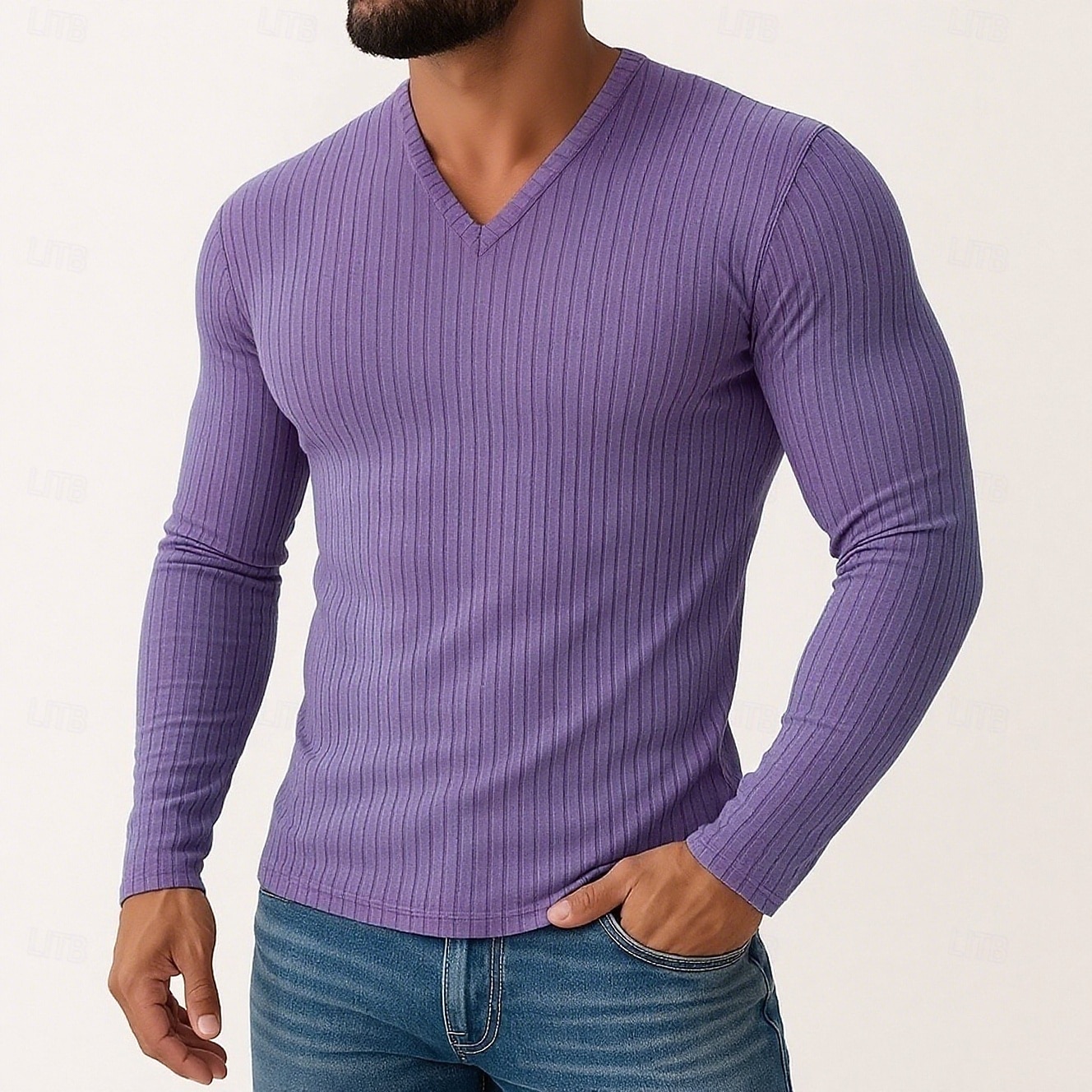 Per uomo Maglietta Maglietta a Maglia a Coste Camicia a Maniche Lunghe Manica Lunga Scollo a V Primavera Autunno Inverno Semplice Striscia di Fossa Moda Designer Essenziale Lavoro a maglia Vacanza del 2025 a $17.99 –P1