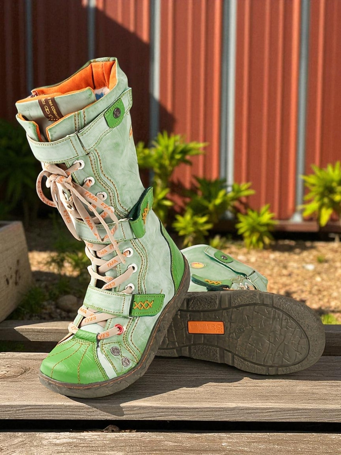 stivali da donna verdi con lacci alti fino al ginocchio – stivali da combattimento vintage da esterno per outfit autunnali, da fattoria, da festival e casual del 2026 a $89.99 –P3