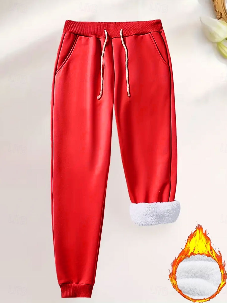 Women's Sweatpants Fleece Pants Trousers Jogging Pants Vacation Vintage Fashion Full Length High Waist Plain Drawstring Pocket Sporty Comfort Warm Soft Micro-elastic Daily Outdoor Sports Blue Dark 2026 - $24.99 –P5