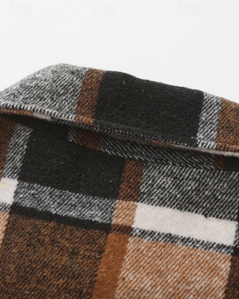 Per uomo Giacca Camicia Giacca Casual Vacanza Quotidiano Calore Termico Tasca Primavera Autunno Plaid Moda Classico Bavero Regolare Grigio scuro Giallo Arancione Grigio chiaro Rosé Giacca del 2026 a $28.99 –P8