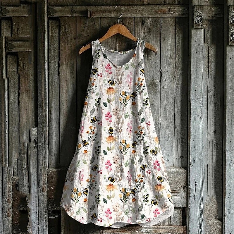 Femmes Robe Midi Robe Décontractée Robe d'été Mode Moderne Quotidien Plage Week-end Coupe régulière Fleur Sans manches Col en V Blanche Été Printemps de 2025 ? $19.99 –P1