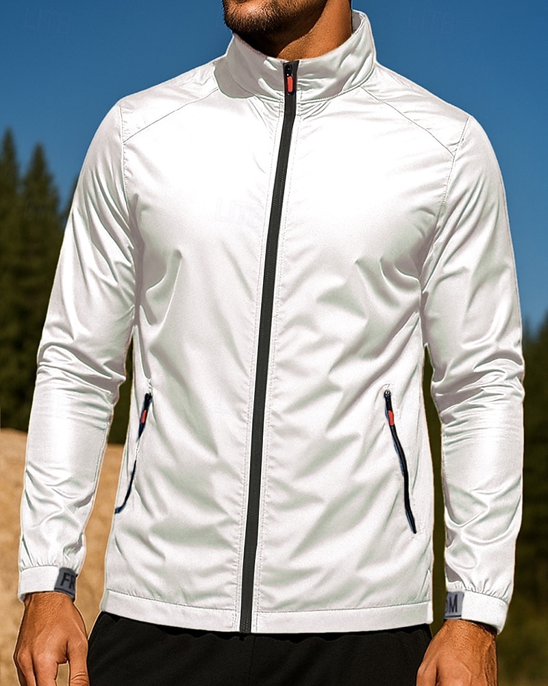 Herren Einfarbig Outdoorjacke Herbst Tasche Langarm Athleisure Sonnenschutz Leicht Laufen Training Outdoor Weiß Blau Grau Sportbekleidung Sportkleidung 2026 - $15.99 –P4