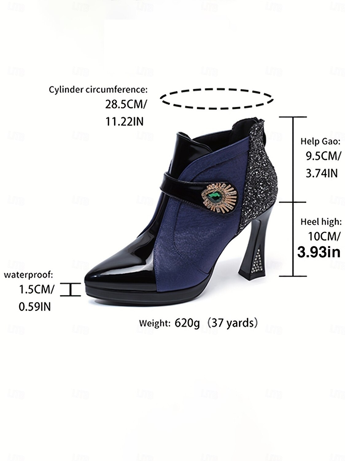 Dámské třpytivé kotníkové boty na vysokém podpatku, lakované kožené společenské boty s retro broží pro noční život 2025 - $46.99 –P1
