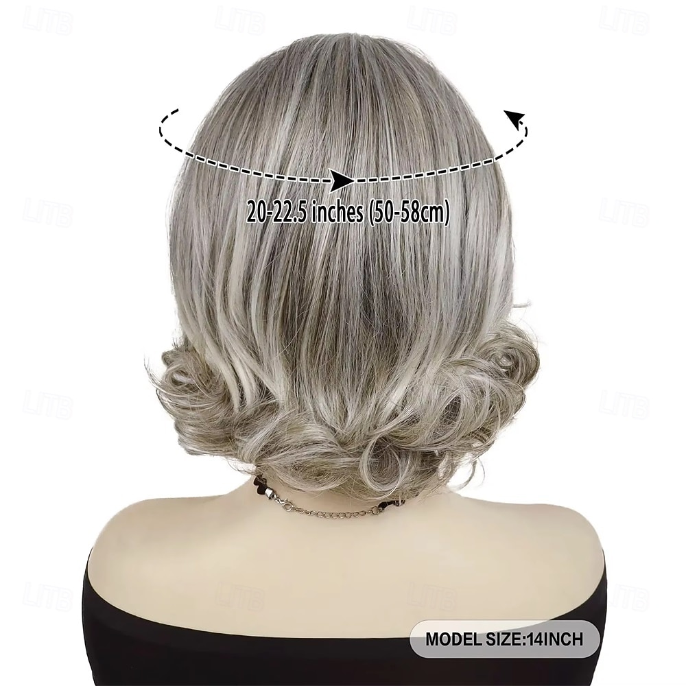 Women’s Silver Grey Short Layered Bob Wig Natural Looking Realistic Synthetic Hair Heat Resistant Side Part Elegant Daily Wear Fashion Style 2026 - $21.99 –P3
