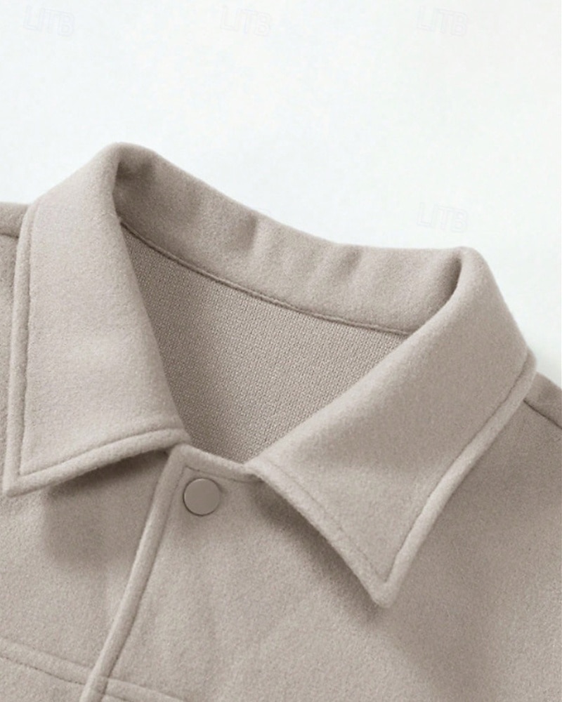 Herren Leichte Jacke Freizeitjacke Urlaub Täglich Atmungsaktiv Tasche Herbst Winter Einfach Mode Klassisch Revers Regulär Aprikose Schwarz Jacken 2025 - $32.99 –P7