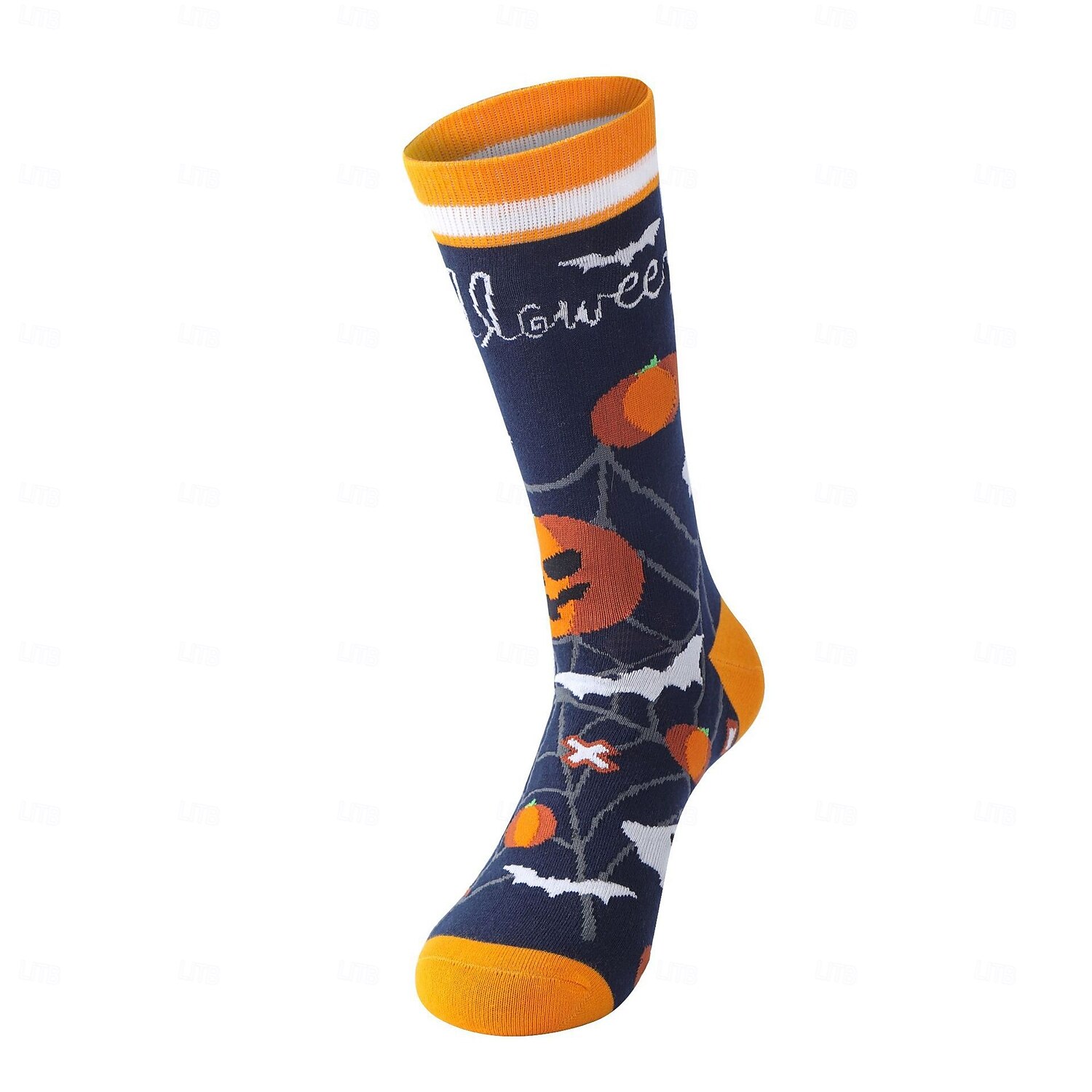Calcetines de algodón de Halloween, calcetines casuales de media pantorrilla que absorben la humedad con diseño de calabaza, medias de estilo urbano unisex de gran tamaño y de moda. 2025 - $7.99 –P5