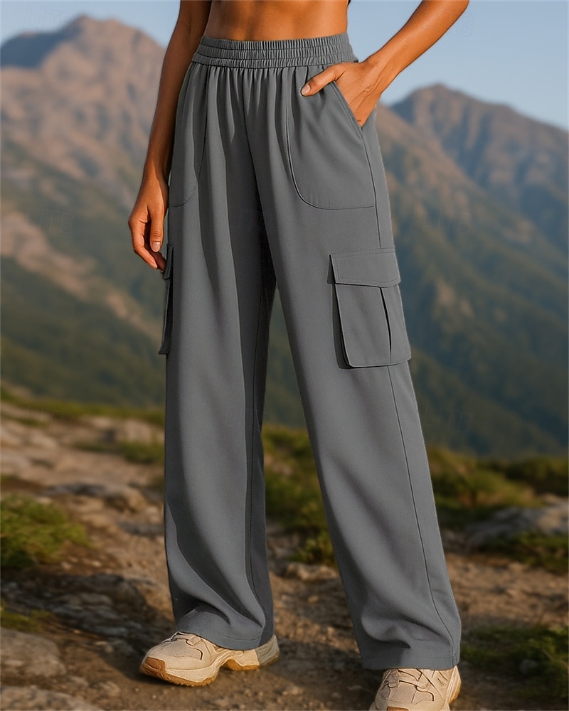 Mujer Pantalones de pierna ancha Pantalones cargo Pantalones para senderismo Primavera Otoño Al aire libre Ajuste regular Impermeable Resistente al Viento Pantalones / Sobrepantalón Cintura elástica 2026 - $22.99 –P9