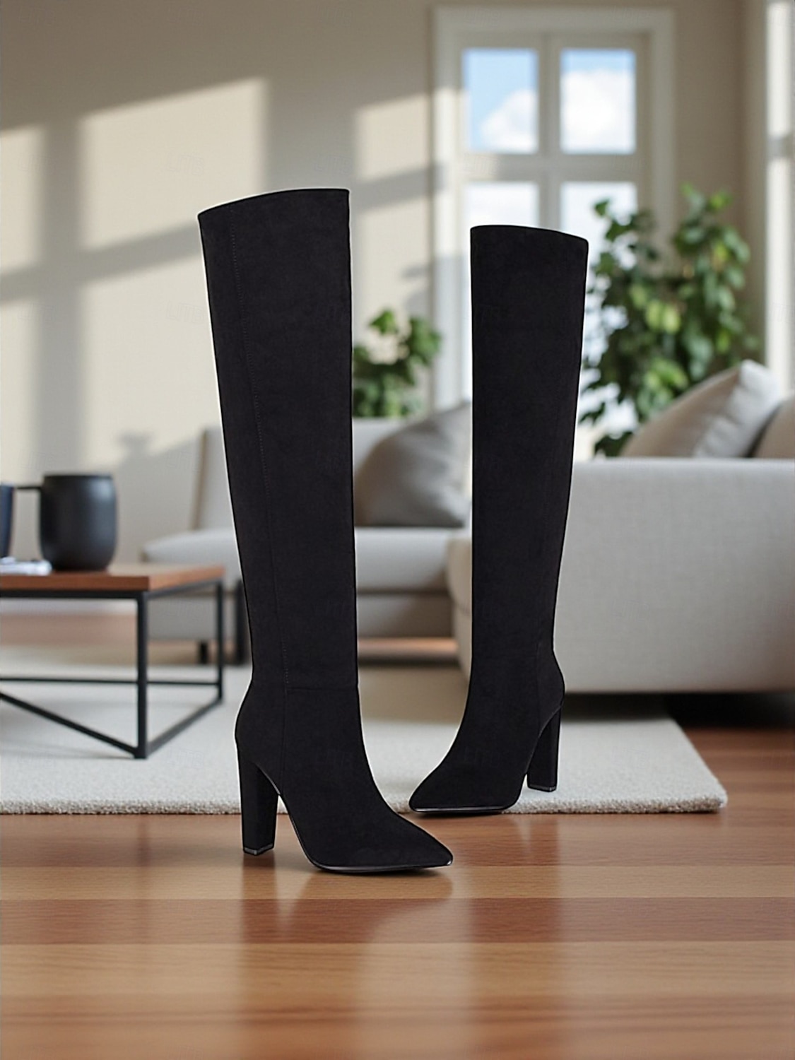 Botas femininas acima do joelho com design desleixado e saltos altos, estilo casual urbano para o dia a dia, perfeitas para roupas urbanas femininas e roupas descontraídas de 2025 por $79.99 –P2