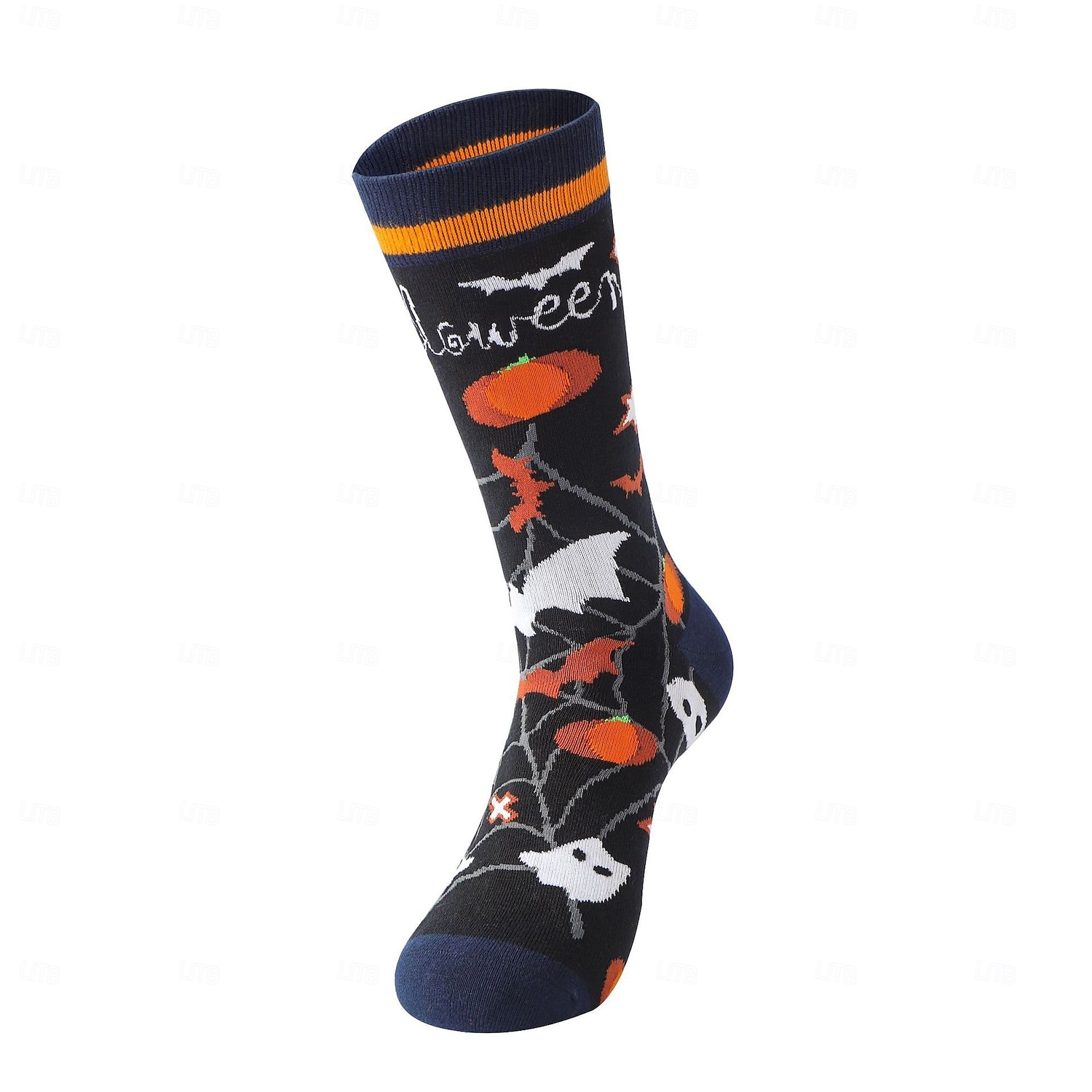 Calcetines de algodón de Halloween, calcetines casuales de media pantorrilla que absorben la humedad con diseño de calabaza, medias de estilo urbano unisex de gran tamaño y de moda. 2025 - $7.99 –P2