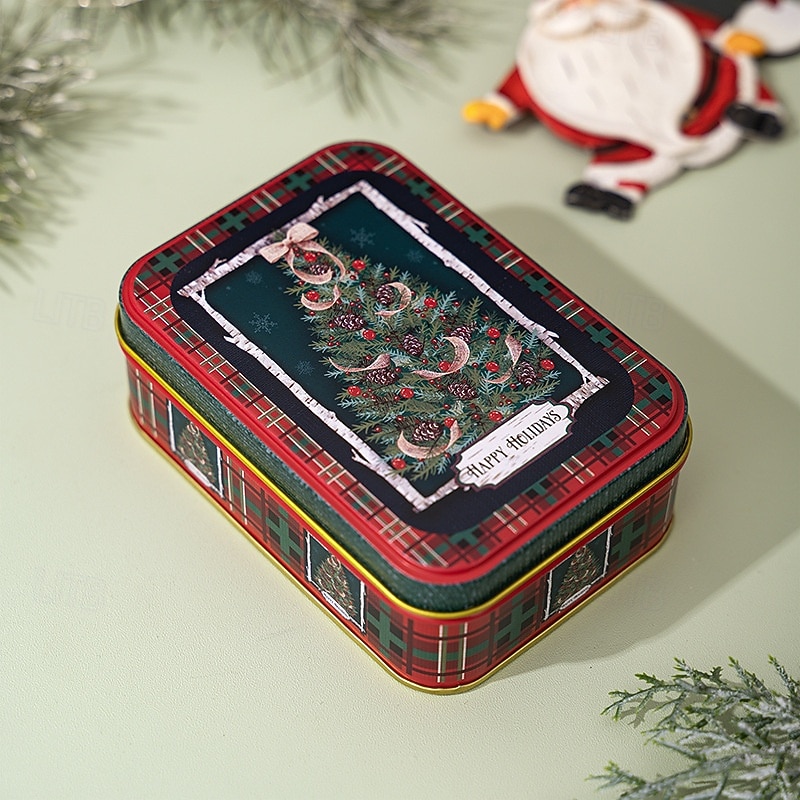 Kerstkoekjesblikken met deksels om cadeau te geven, kerstblikken, mini metalen doos met deksel, vakantie snoep, koekjesopslag, geschenkverpakking, feestelijke feestgunst, lege container 2025 - $5.99 –P7