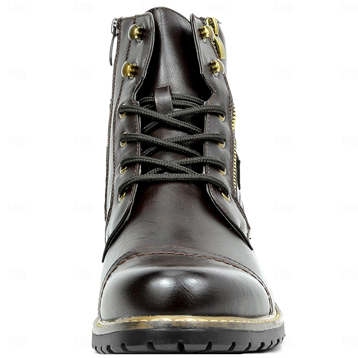 botas de combate masculinas com zíper lateral e fivela - botas de cano curto com cadarço de moda casual para roupas urbanas e do dia a dia de 2025 por $59.99 –P2