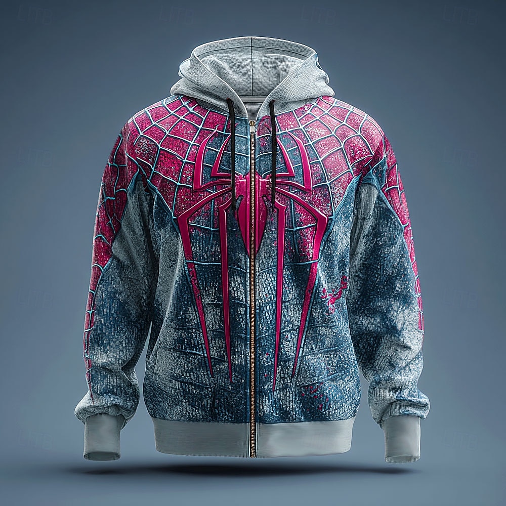 Halloween Per uomo Ragno 3D Felpa con Cappuccio Felpa Punk Cool Girocollo Feste Regalo Abbigliamento casual alla moda Blu Viola Coulisse Cerniera Autunno Inverno progettista del 2025 a $26.99 –P4