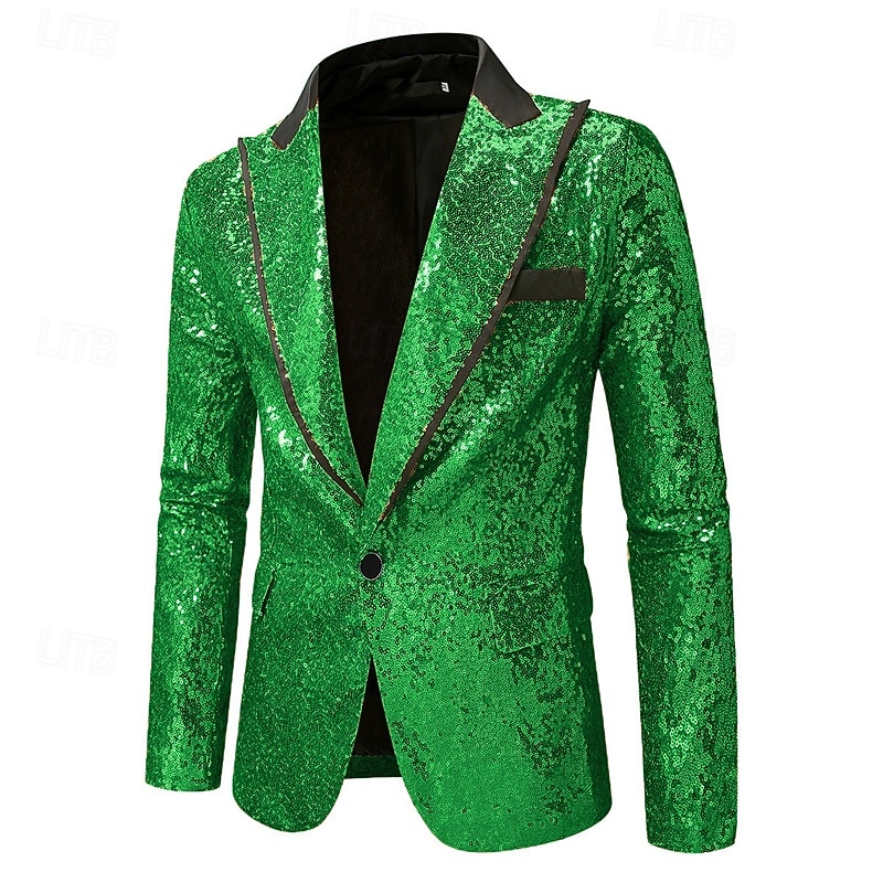 Pánské Blejzr Obchod Koktejlový večírek Svatebnívečírek Módní Na běžné nošení Jaro Podzim Polyester Bez vzoru Kapsy Knoflíky Pohodlné Jednořadé Blejzr Stříbrná Černá Rubínově červená Královská modř 2025 - $58.99 –P17