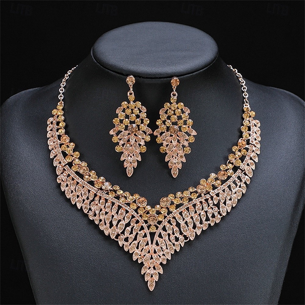 Parure de bijoux 2 Chrome 1 Collier Boucles d'oreilles Femmes Élégant ancien Mode Le style rétro Classique Parure de Bijoux Pour Mariage Soirée robe demoiselle d honneur de 2025 ? $19.99 –P2