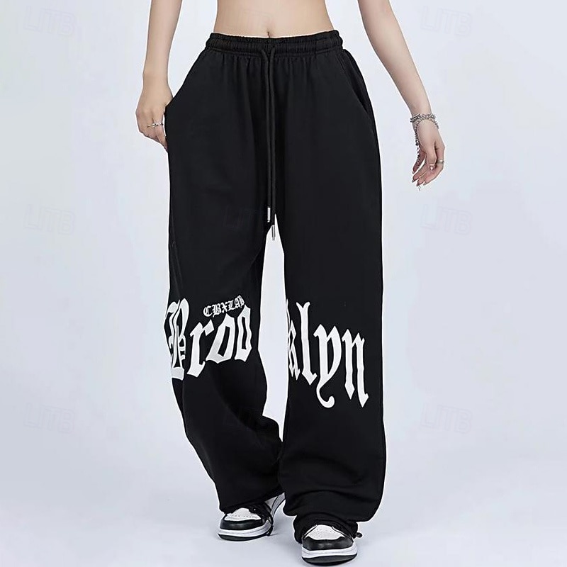 Per donna Pantaloni a gamba larga Pantaloni sportivi della tuta Pantaloni sportivi da salotto Tasca Vita Alta Pantaloni Palestra Athleisure Allenamento Primavera Autunno Di tendenza All'aperto del 2026 a $17.99 –P1