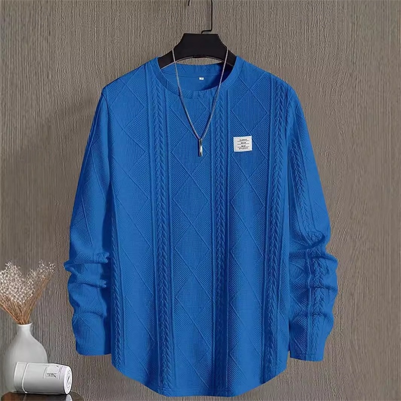 Herr Tröja Vit Rund hals Slät Jacquard Dagligen Sport & Utomhus Helgdag Polyester Streetwear Grundläggande Ledigt Vår Höst Kläder Pull Tröjor Långärmad 2026 - $28.99 –P14