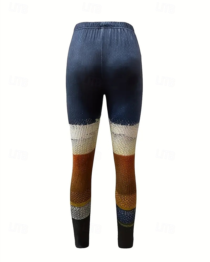 Women's Pants Trousers Leggings Cozy Leggings Streetwear Casual Full Length High Waist Color Block Elastic Waist Print Breathability Comfortable Stretchy Vacation Street Daily Wear Blue Summer Spring 2026 - $19.99 –P3