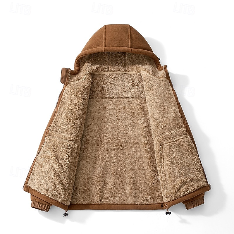 Homme Veste d'Extérieur Veste en Polaire Veste à Capuche Formel Maison À capuche Toison Automne Hiver Couleur Unie Actif Quotidien À capuche Régulier Noir bleu marine Marron Vert Veste de 2026 ? $45.99 –P2