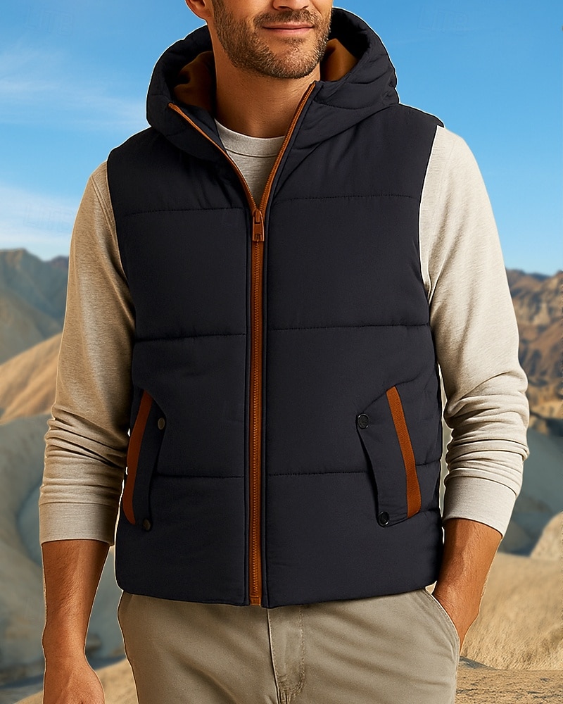 Per uomo Gilet imbottito Gilet termico Senza Maniche Gilet Esterno Calore Termico Inverno Cerniera Poliestere Nero Rosso Blu Reale Caccia Pesca Arrampicata del 2025 a $46.99 –P3