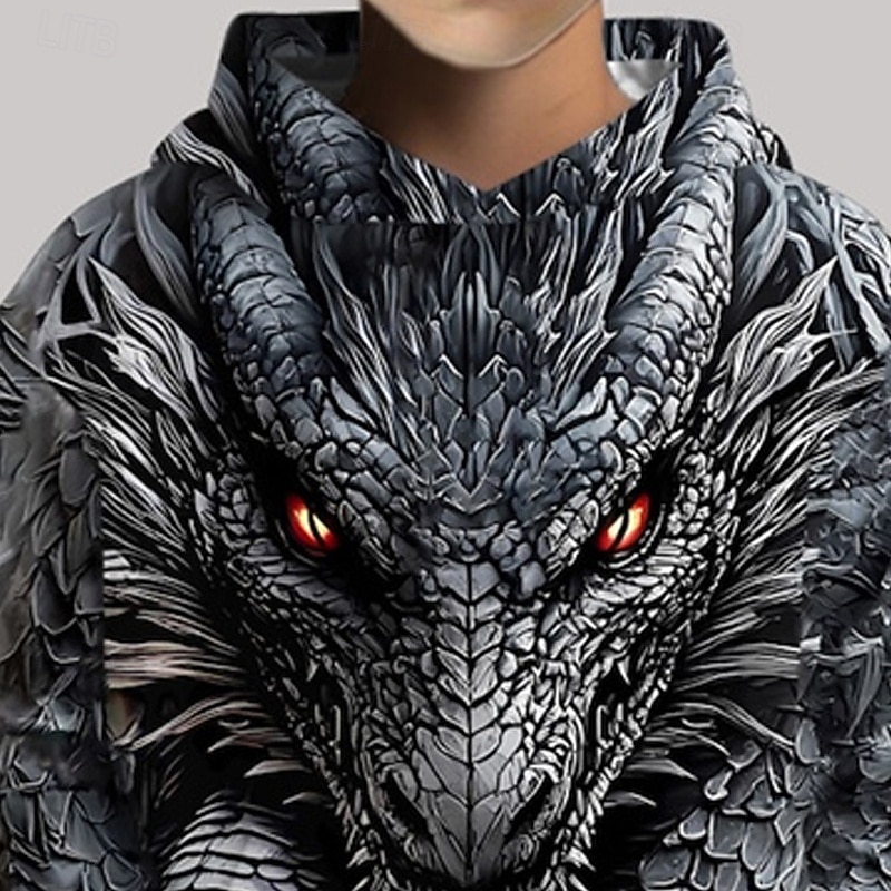 Pojkar 3D Drake Huvtröja Långärmad Vår Höst Mode Streetwear Barn 4-12 år Huva Utomhus Ledigt Dagligen Normal 2025 - $18.99 –P5