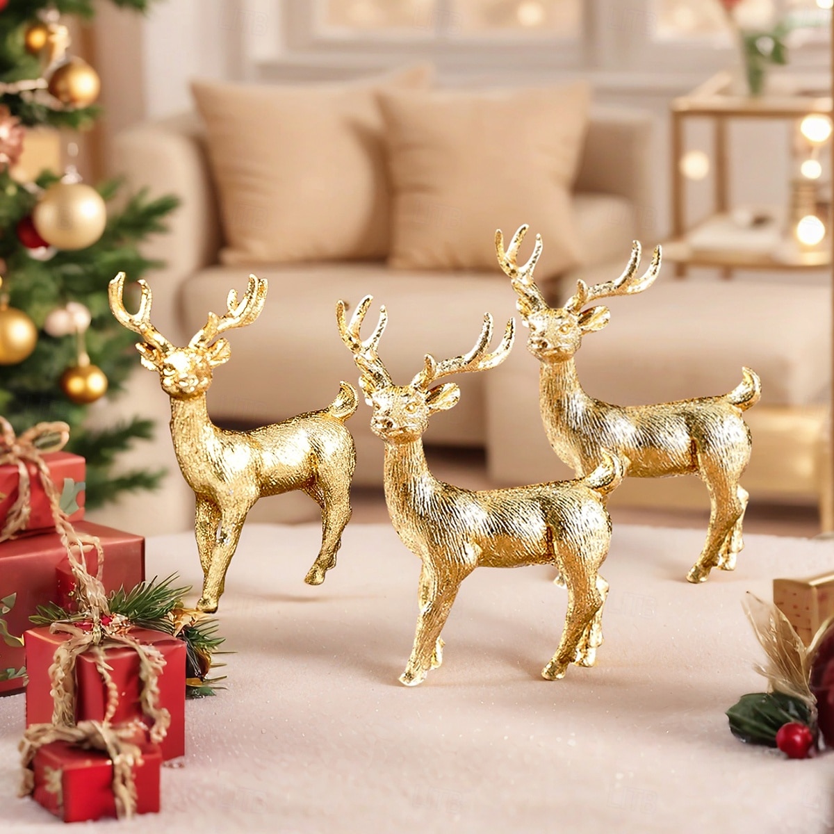 3 st mini julkonstfigurer i färgglada harts för inomhusdekorationer för julstämning och miniatyrlandskap 2025 - $12.04 –P3