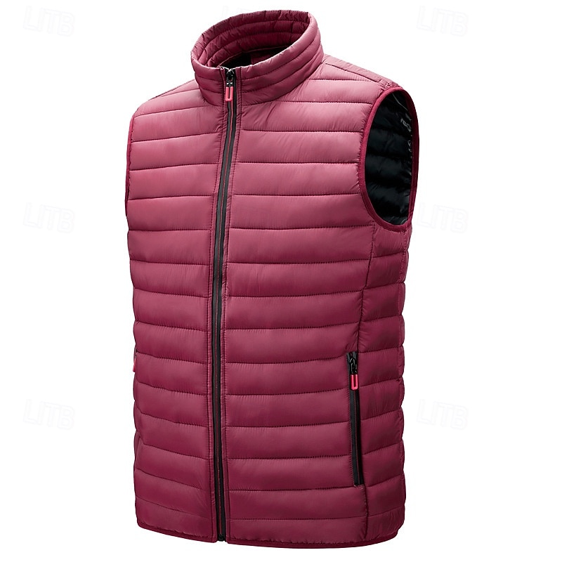 Herren Steppweste Weste Gilet Urlaub Täglich Date Mode Lässig Winter Tasche Polyester Warm Bequem Einfarbig Reisverschluss Stehkragen Normale Passform Schwarz Wein Armeegrün Dunkelblau Weste 2026 - $43.99 –P10