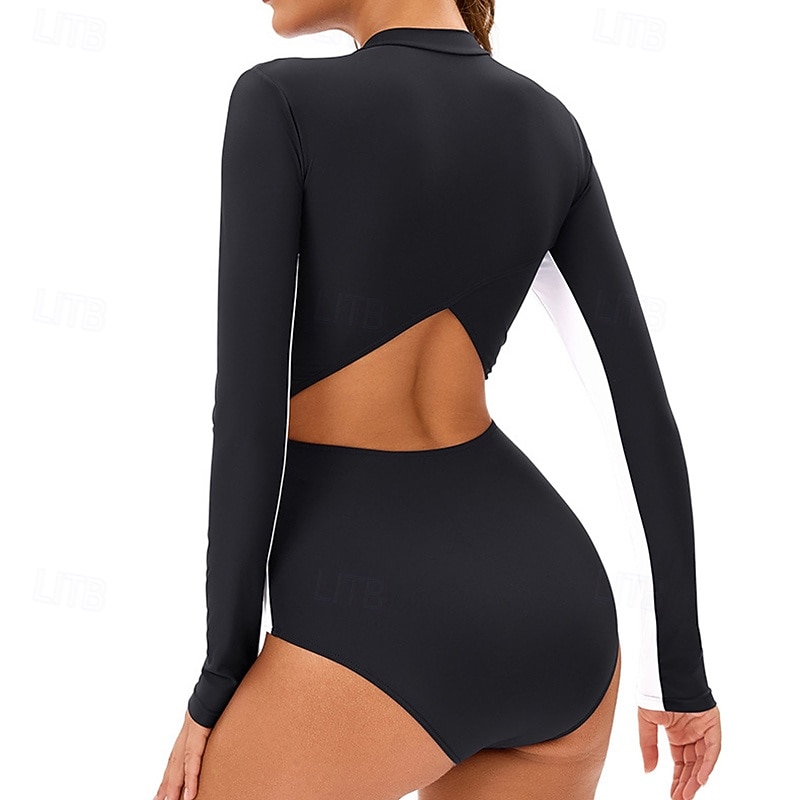 Dame Badedrakt Rash-guard UV Solbeskyttelse UPF50+ Langermet Badetøy Ta igjen glidelåsen Svømming Surfing Lapper Sommer Vår Høst 2025 - $25.99 –P8