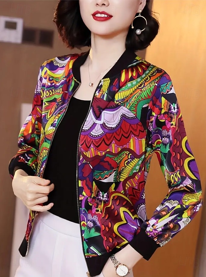 Damen Freizeitjacke Warm Schnelltrocknend Reißverschluss Tasche Elegant Mode Täglich Einfach Tarnung Urlaub Lässig Täglich Ferien Kurz Baseball-Kragen Normale Passform Langarm Oberbekleidung Fuchsie 2025 - $32.99 –P6