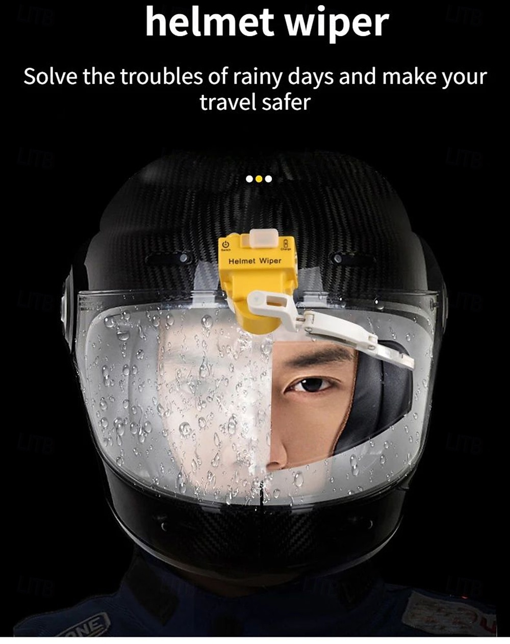 Helmet Automatic Wiper Motorcycle Electric Vehicle Cycling Helmet Accessories Wiper Portable USB Charging 5V Rain Protection 2025 - $32.99 –P2